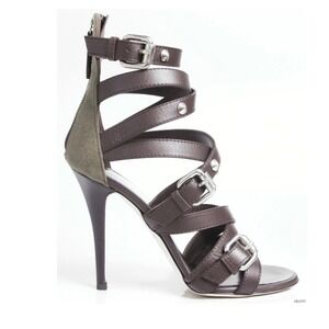 Giuseppe Zanotti Brown Leather Strappy Buckle Gladiator Heels Sandals 37.5 Italy